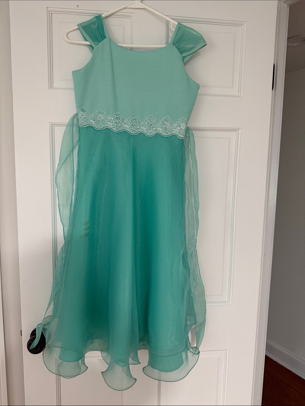 Rare Editions Aqua Green Lace Waist Flower Girl Dress